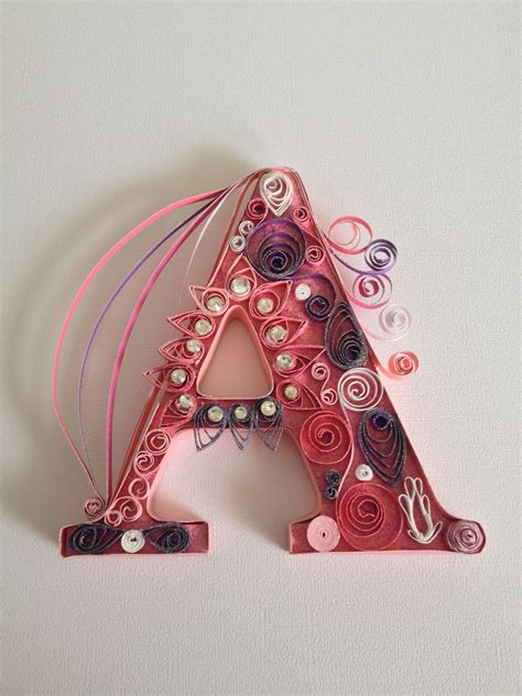 Quilled Letter A For Addie 6 X 6 Free Standing Light And Dark