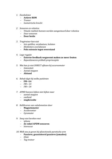 Examen 2019 Vragen En Antwoorden Exoskeleton Actieve ROM Tremor