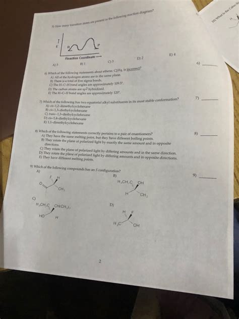 Solved Reaction Coordinate D Is Incorrect Which Of The Chegg