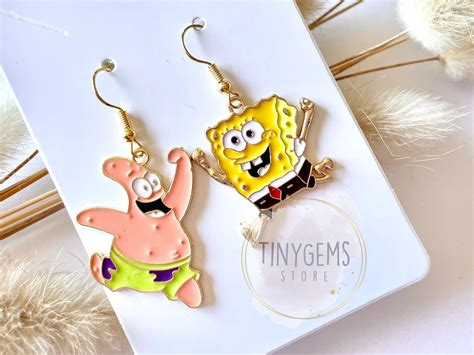 Spongebob And Patrick Character Dangle Earrings Etsy