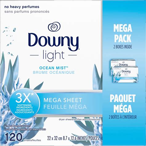 Downy Light Mega Dryer Sheets Fabric Softener Dryer Sheets Ocean Mist