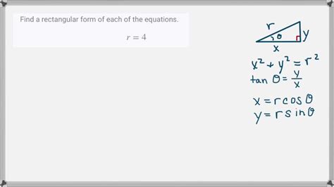 ⏩SOLVED:Find a rectangular form of each of the equations. r=4 | Numerade