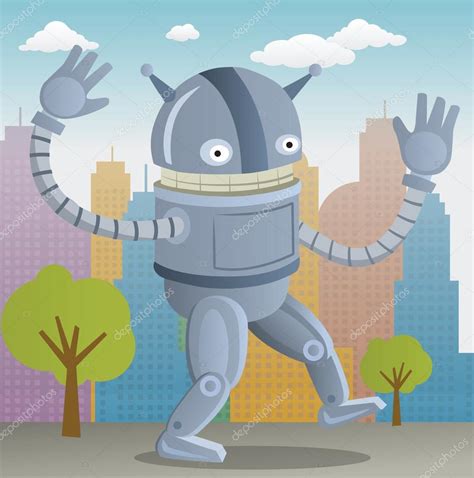 Happy Robot In The City Stock Vector Image By Jiri Kaderabek