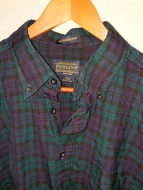 Vintage Pendleton Black Watch Tartan Plaid Shirt Wool… Gem