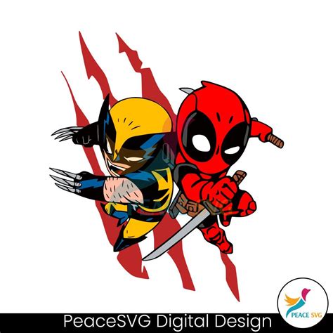 Cartoon Deadpool And Wolverine Movie Svg Digital Download Peacesvg Wolverine Movie Deadpool