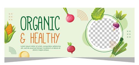 Organic And Healthy Food Banner Template Design Vector Art At