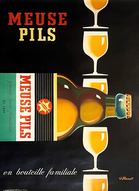 meuse pils  bernard villemot original vintage poster authentic