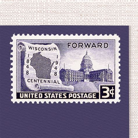 3 Wisconsin Statehood Pack Of 25 Unused Stamps From 1948