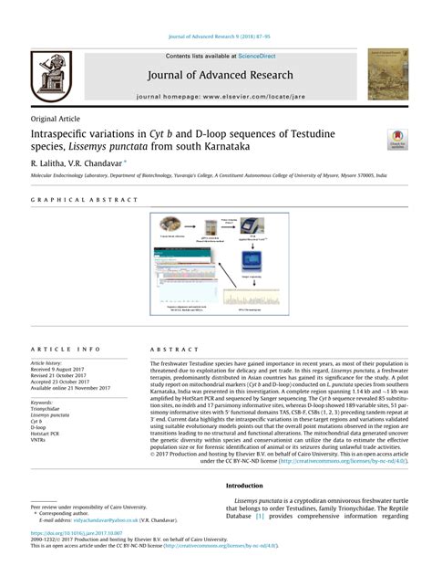 (PDF) Intraspecific variations in Cyt b and D-loop sequences of Testudine species, Lissemys ...