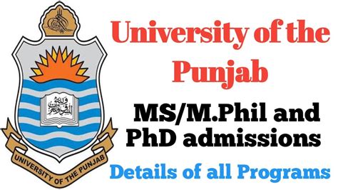 MS M Phil And PhD Admissions 2023 In Punjab University Lahore PU MS