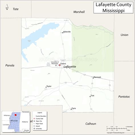 Map of Lafayette County, Mississippi