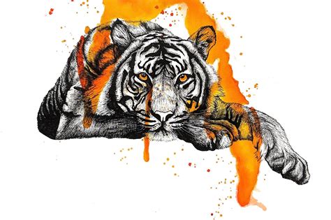 Tamil Eelam Tiger Ink Watercolour Painting Wall Art Etsy Finland