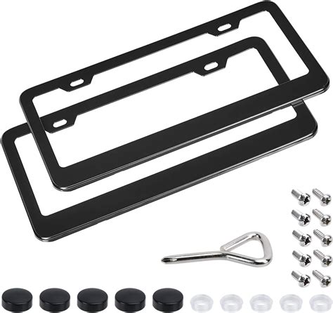 Amazon Basics Matte Aluminum License Plate Frame Pair With Screw Caps