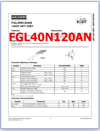 FGL40N120AN Datasheet Meta Search