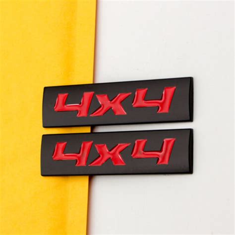 2x Black Red Metal 4x4 Fender 4WD AWD Trunk SUV Badge 3D Sticker Car