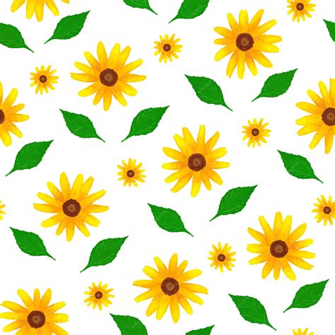 Premium Vector | Yellow rudbeckia floral pattern
