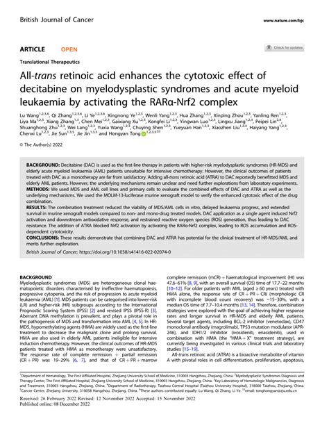 Pdf All Trans Retinoic Acid Enhances The Cytotoxic Effect Of