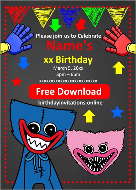 Huggy Wuggy Birthday Invitations Birthday Invitations