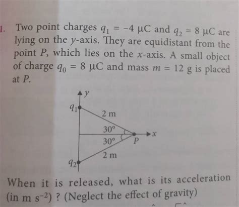 1 Two Point Charges Q1 −4μc And Q2 8μc Are Lying On The Y Axis They A