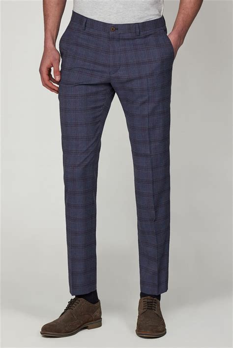 Limehaus Mens Slate Blue Check Slim Fit Trouser Suit Direct