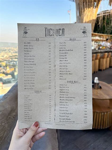 Menu At Tichuca Rooftop Bar Bangkok T One Soi Sukhumvit