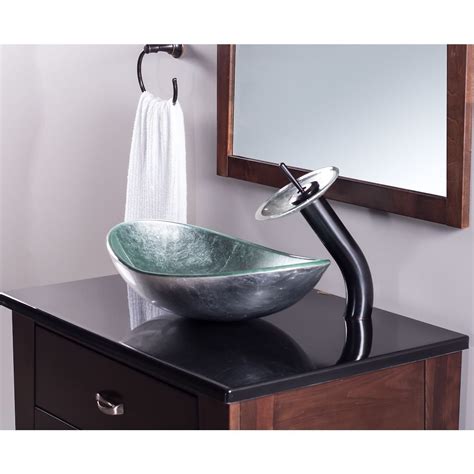 Novatto Argento Oval Glass Vessel Bathroom Sink Set Oil Rubbed Bronze Overstock 14205573