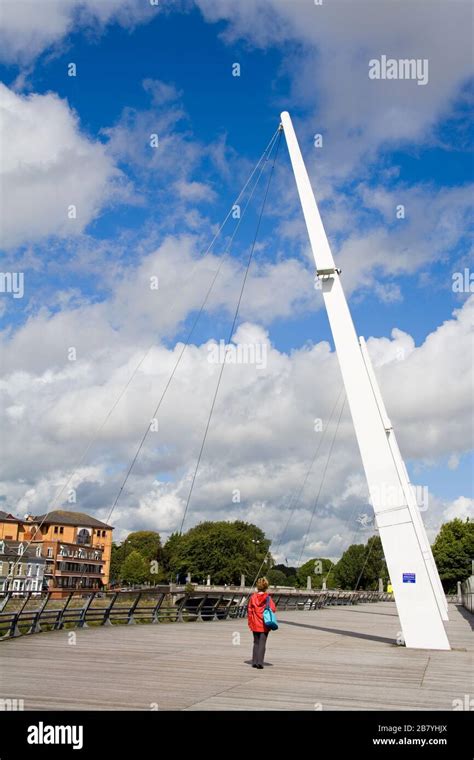 Riverwalk along River Taff, Cardiff City, Wales, United Kingdom, Great Britain, Europe Stock ...