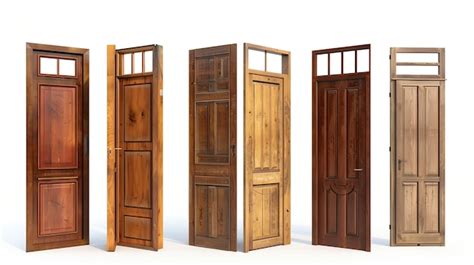 Premium Photo Five Different Wooden Doors Isolated On A White Background