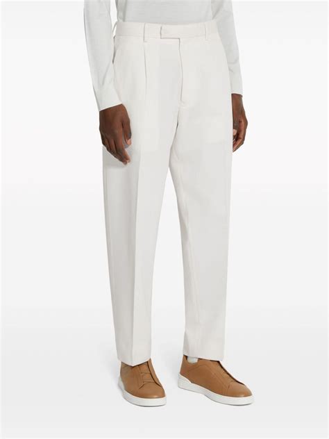 zegna pressed crease tailored trousers white tailored white pants