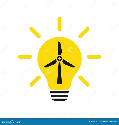 Light Bulb Wind Power Plant Green Energy Concept Stock Vector