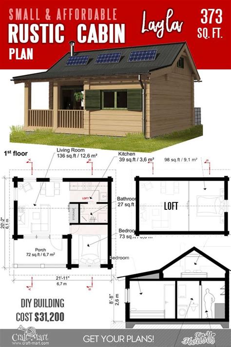 13 Best Small Cabin Plans with Cost to Build | Tiny cabin plans, Rustic ...