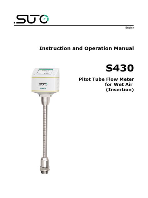 Instruction And Operation Manual Pitot Tube Flow Meter For Wet Air Insertion Pdf