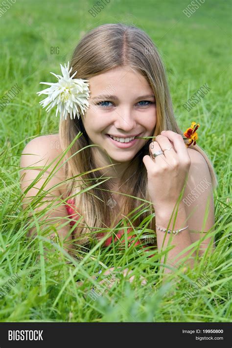 Girl Lying On Grass Image & Photo (Free Trial) | Bigstock