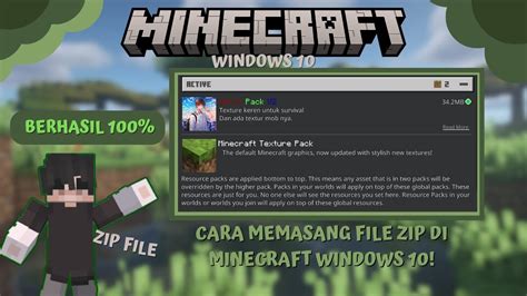 Cara Memasang Texturepack File Zip Di Minecraft Windows 10 Youtube