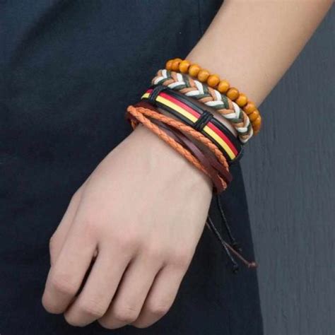 C122 Sprico 4Pcs Set Vintage Handmade Bracelet For Men RetailBD