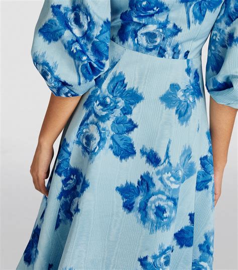 Womens Emilia Wickstead Blue Floral Gabby Coat Dress Harrods Uk