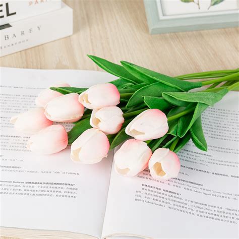 Pcs Tulip Rose Artificial Flower Latex Real Touch Wedding Bouquet