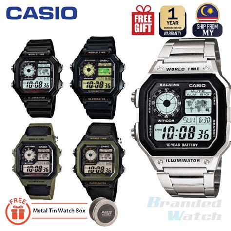 Original Casio Ae Wh Original Man Digital World Time Year