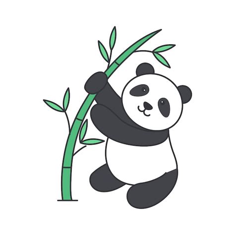 Premium Vector | Cute panda wants bamboo and reaches for it