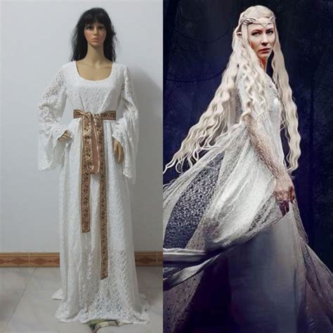 Halloween Cosplay Lord The Rings Galadriel Dress Hobbit And Costumes Adult Custom