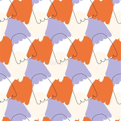 Vector Halloween Seamless Pattern With Cute Colorful Ghosts Stock Vector Illustration Of