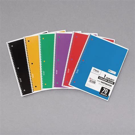 Mead 73065 Assorted Color 1 Subject College Ruled Spiral Notebook - 6/Pack