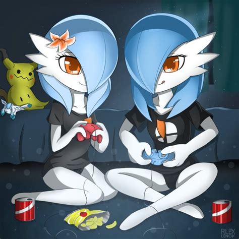 Violet And Sylvia Gaming By Rilexlenov On Deviantart Mew And Mewtwo Pokemon Waifu Pokémon