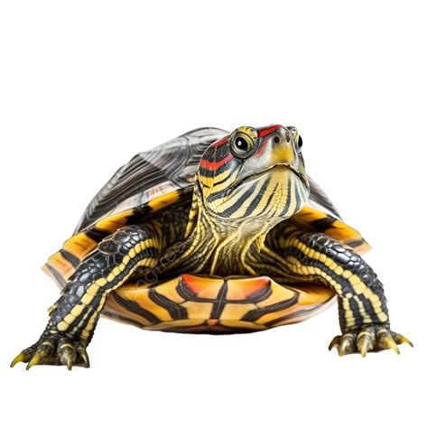 Red Eared Brazilian Slider Turtle Trachemys Scripta Isolated Turtle