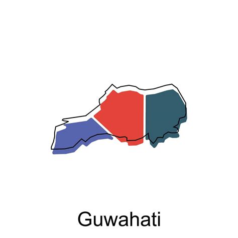 Map Of Guwahati Modern Outline High Detailed Vector Illustration