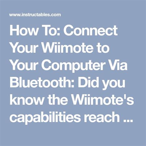 how to connect a wiimote to pc