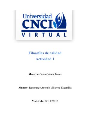 Proyecto Modular Filosofia De Calidad Universidad Cnci Virtual Tutor