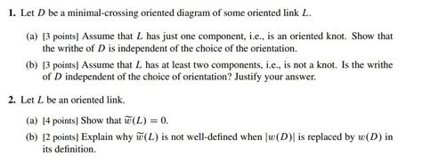 minimal crossing oriented diagram  cheggcom