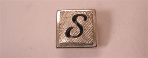 S Monogram Initial Letter Vintage SWANK Tie Tack Lapel Pin Stephen Sam