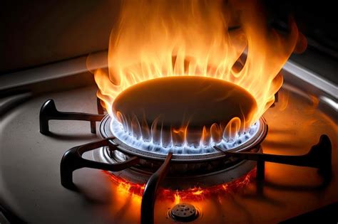 Premium Photo Flame Burning On Gas Kitchen Stove For Cooking